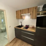 Küchenzeile im Apartment Gamskar mit Kochfeld und Kühlschrank