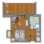 Grundriss Apartment Gamskar Variante 2 mit Balkon für 2 Personen